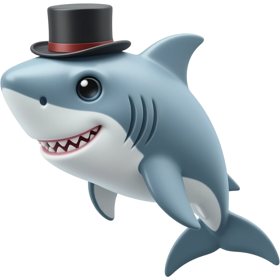 Shark with a top hat emoji