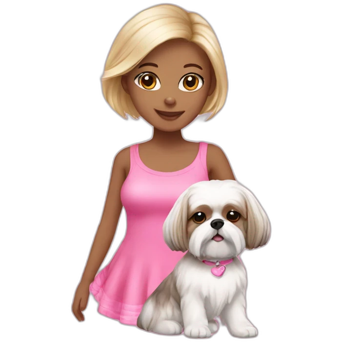 pink girly with shihtzu  emoji
