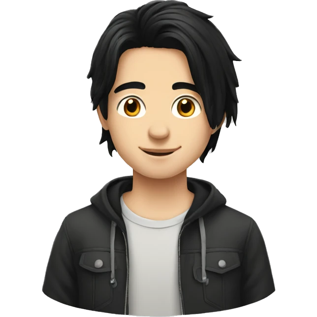 european teenager boy long black hair emoji