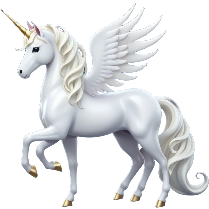 cinematic-beautiful-white-unicorn-full body-emoji,-poised-and-regal,-with-a-slender,-ethereal-form-draped-in-a-pristine-white-color,-a-flowing-mane-and-tail,-and-a-glistening,-spiraled-horn-that-radiates-pure-light,-simplified-yet-sharp-and-majestic, zoomed out to show a majestic unicorn emoji