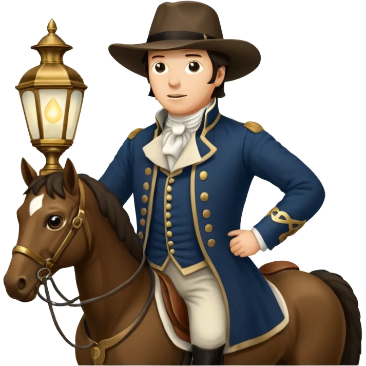 paul revere with lamp alerting about british coming on his horse emoji
