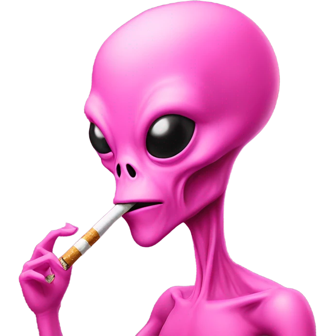 Pink alien smoking a cig emoji