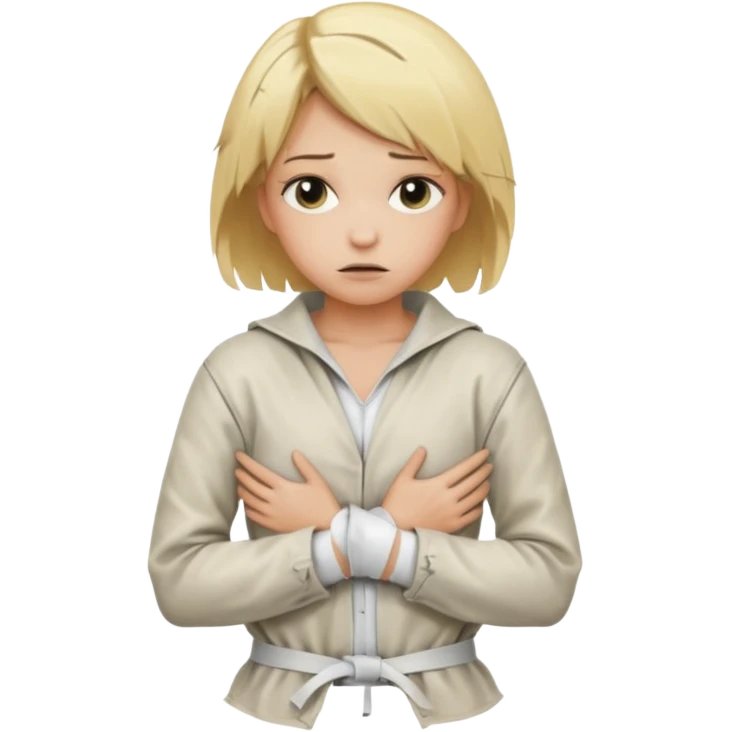 Девушка в Смирительной рубашке, руки за спиной  emoji