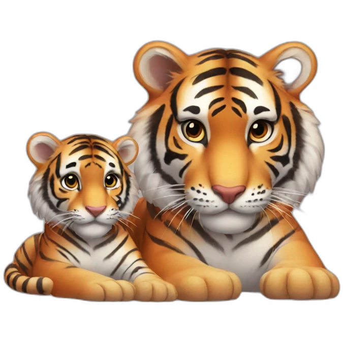 tiger and baby tiger emoji