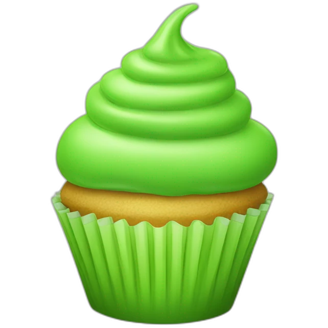 Happy bright green cupcake emoji