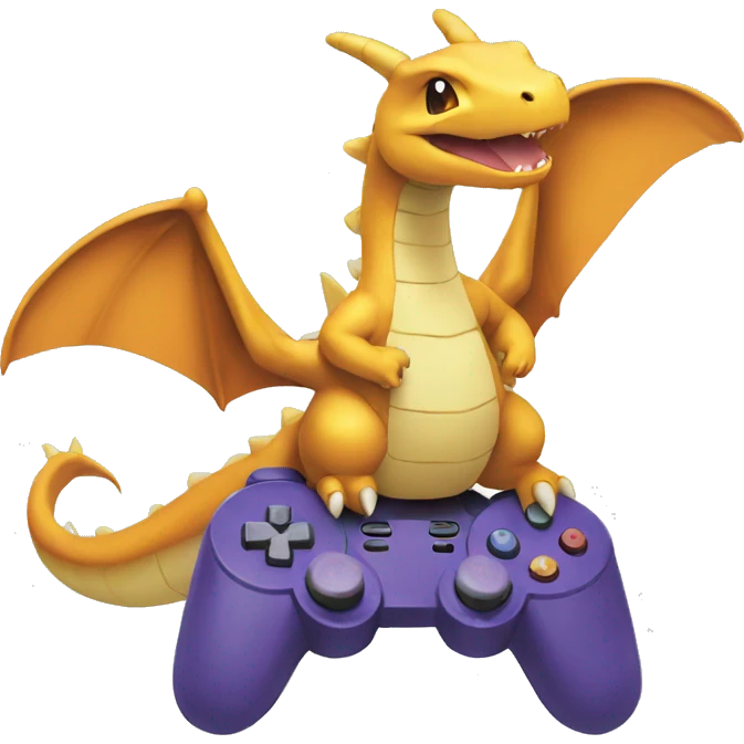 Dragonite playing a video game pokemon emoji