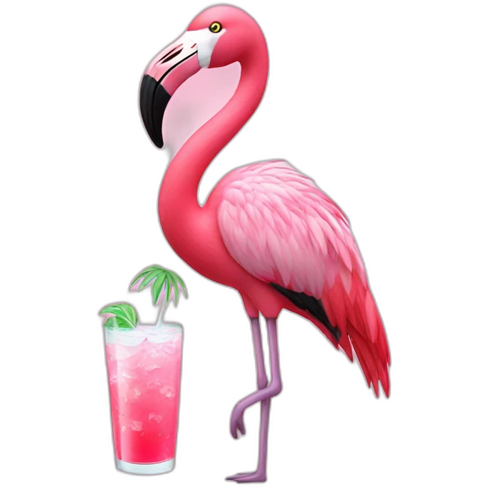 flamingo with a drink emoji