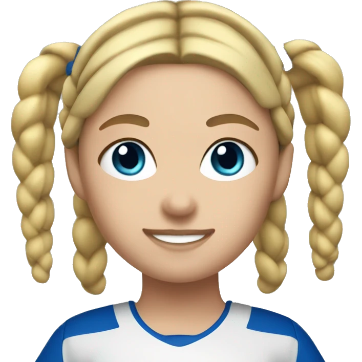 Softball blonde  girl two french braids blue eyes emoji