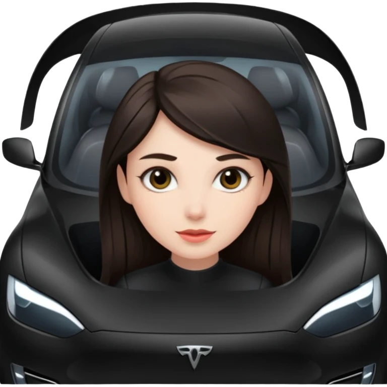 Brunette in black Tesla emoji