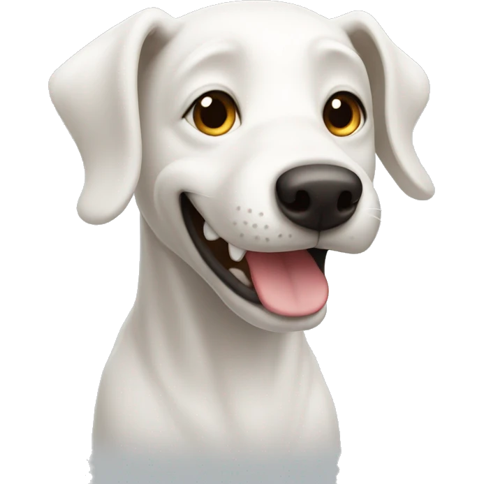skinny smiling white dog  emoji