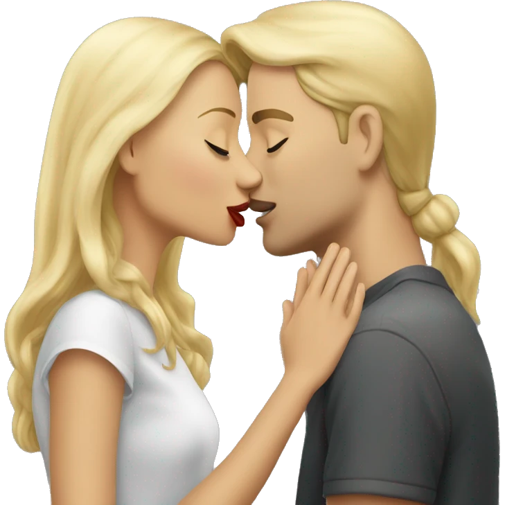 Blonde girl kissing blonde guy emoji
