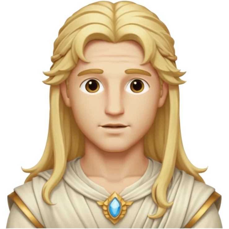 Adonis, God of Beauty from Gods and Goddesses with long golden blonde hair, cream outfit emoji