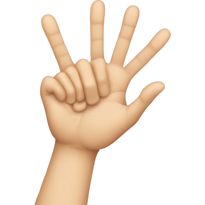Hand holding another hand by the index finger with just the tips of its fingers emoji