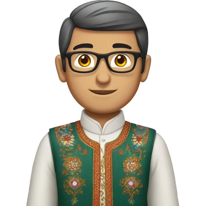 Uzbek man with glasses wearing national outfit emoji