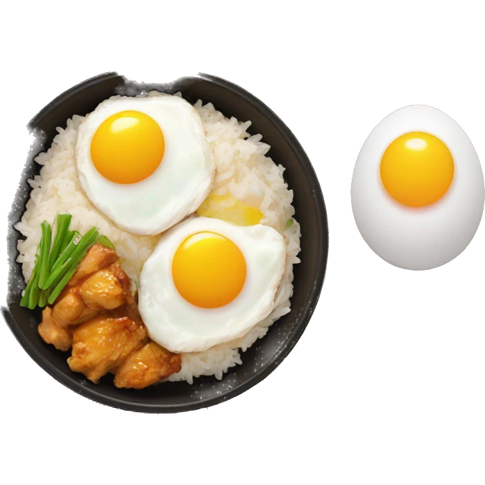 chicken thigh rice bowl with two eggs emoji