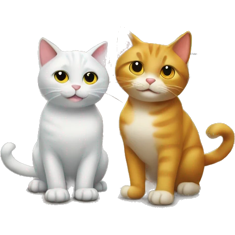 two happy cats in front of a cartoon house emoji