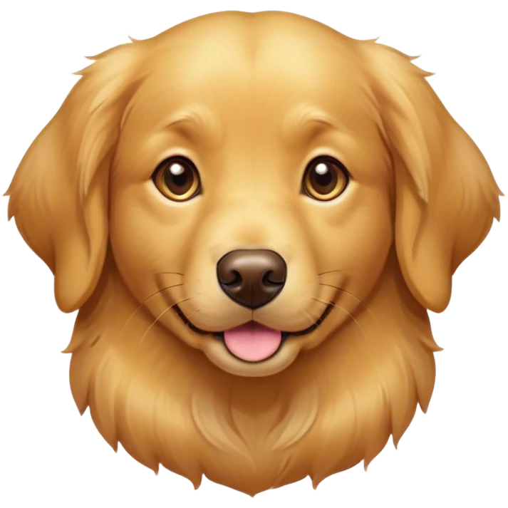 Cinematic Cute Golden Retriever Portrait Emoji, Head tilted playfully and inquisitively, showcasing a rich, glossy golden coat with a healthy sheen, round, sparkling brown eyes filled with curiosity, Simplified yet irresistibly adorable features, highly detailed, glowing with a warm, friendly glow, high shine, affectionate and lively, stylized with a touch of whimsy, bright and endearing, soft glowing outline, capturing the essence of a mischievous yet loving companion, so playful it feels like it could leap out of the screen and into your arms! emoji