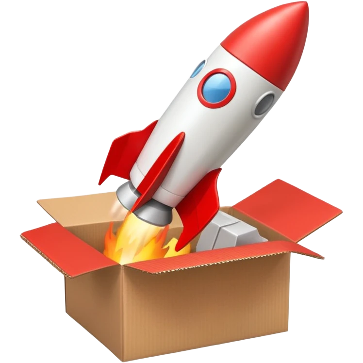 small rocket launching from a box emoji
