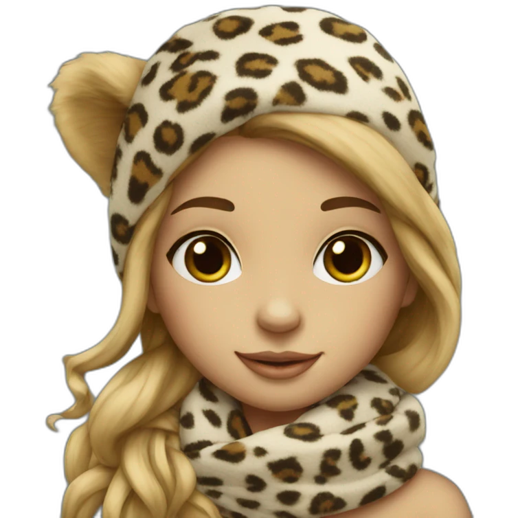 Girl with scarf print leopard  emoji