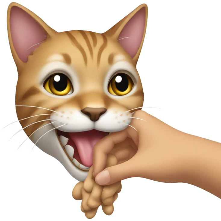 Cat biting a ladies hand emoji