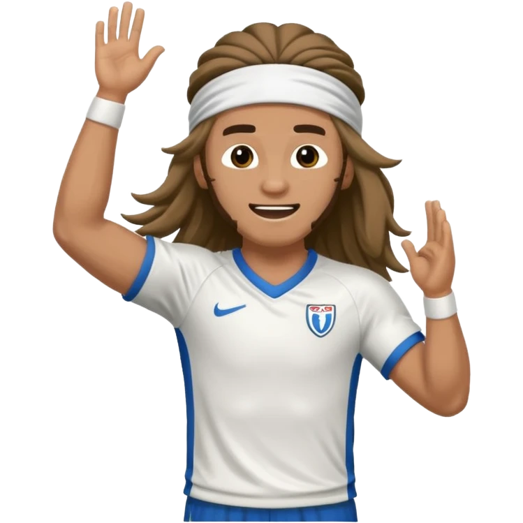 Long Haired Football Players, Player celebrating goal with headband, full body emoji