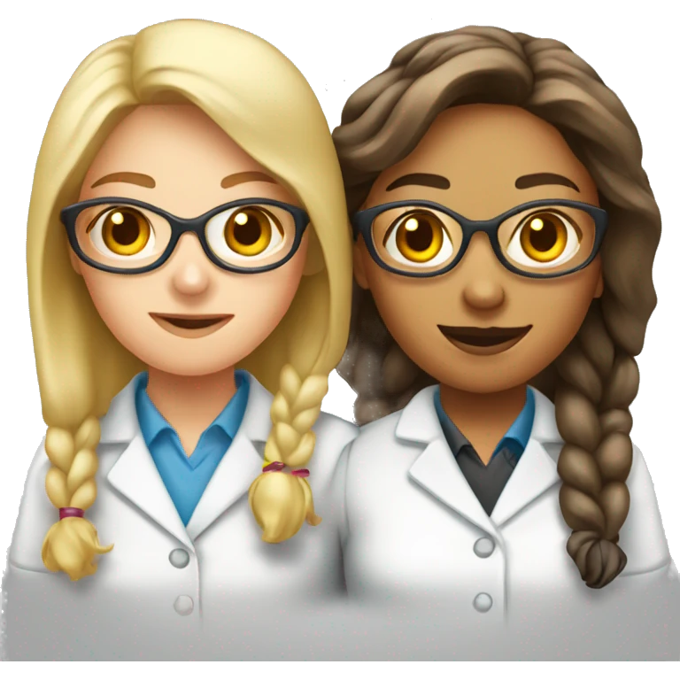  two scientists girls with one clear beaker emoji