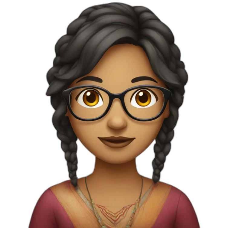 light skinned Indian girl with glasses emoji