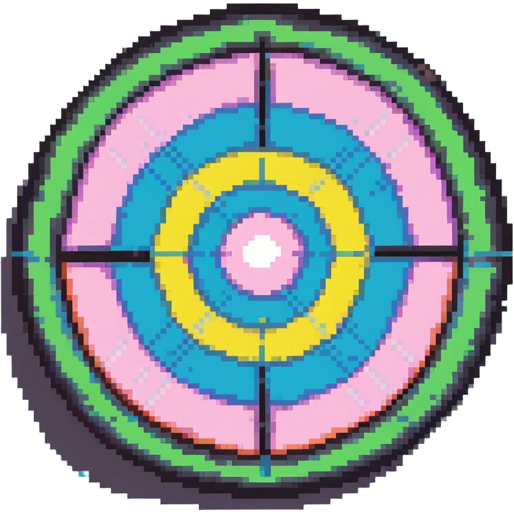A pixel art bullseye target with pastel spring colors emoji