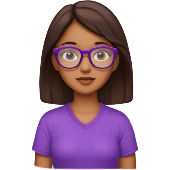 Chica de pelo moreno con gafas, lleva camisa violeta. Piel morena clara. Con Torre de Hércules detrás emoji