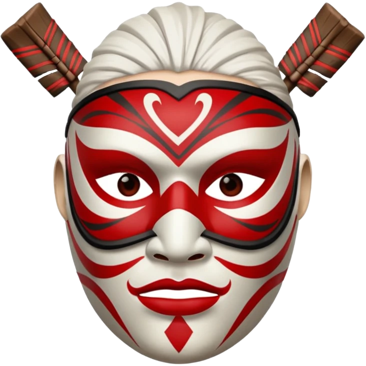 Hilichurl (from Genshin Impact) (half body) (with a white mask with red tribal markings on it)  emoji