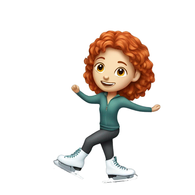 Red-haired girl with freckles ice skating  emoji