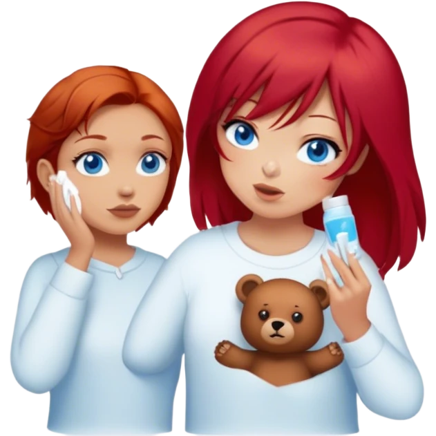 Bear doing skincare with girl emoji