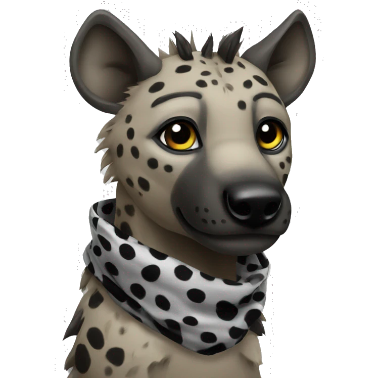 A hyena with a black and white neck scarf emoji