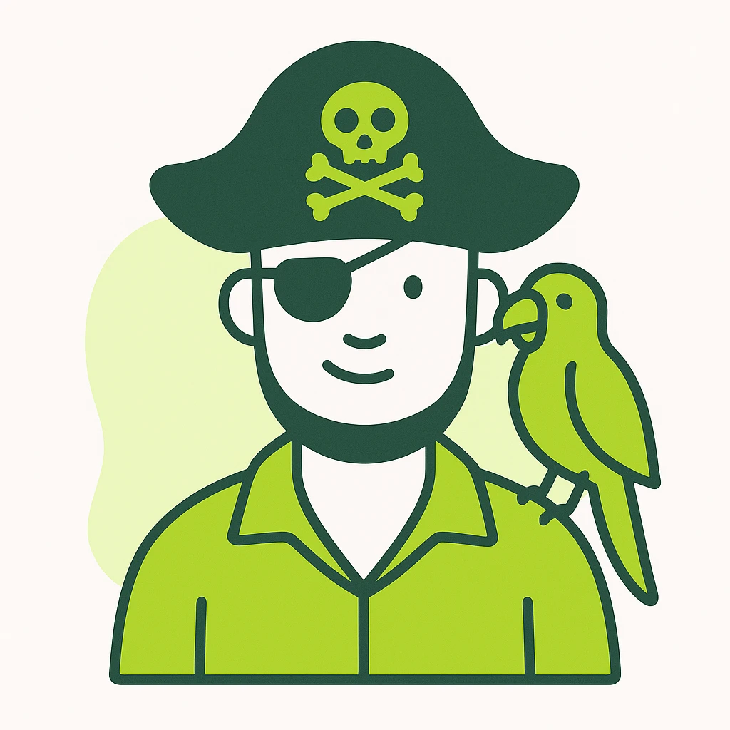 pirate with eye patch and parrot emoji
