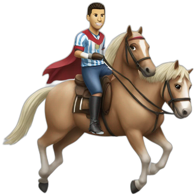ronaldo riding a messi horse emoji