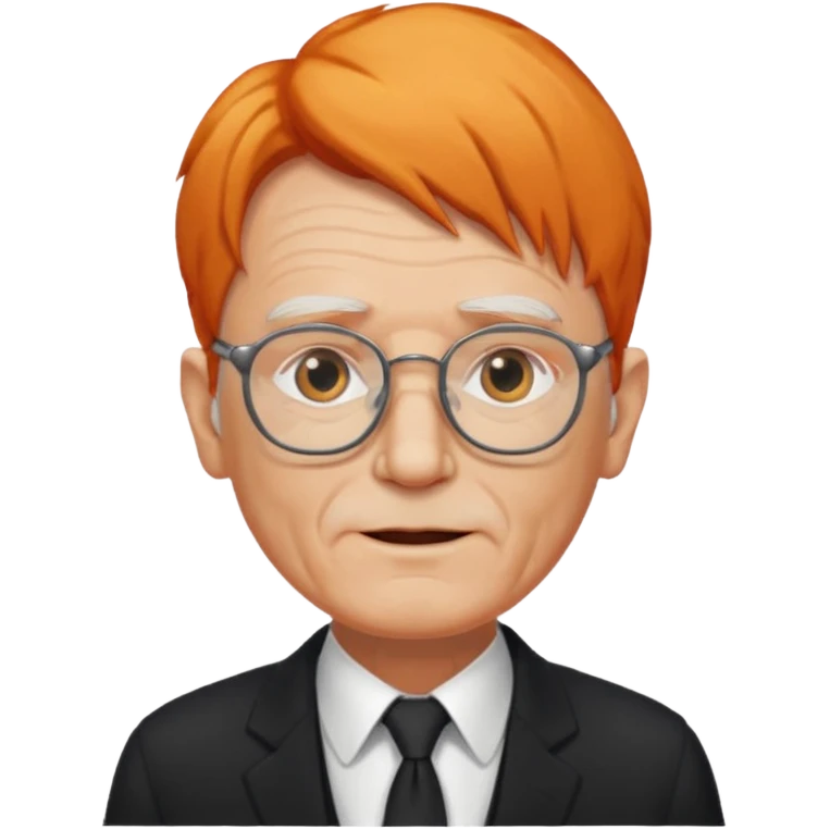 old man, orange hair, no mustache, wearing glasses, long face, wearing a black suit emoji