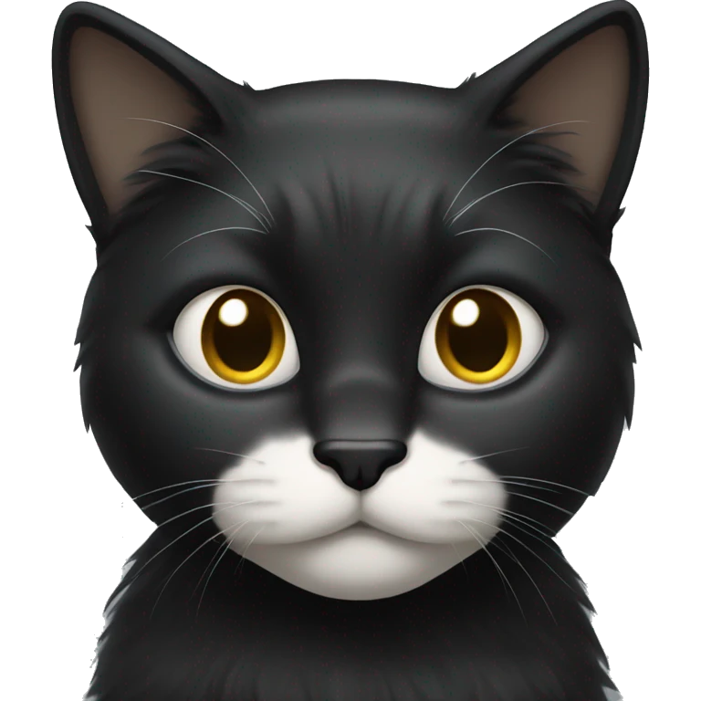 black cat long-hair with half white head emoji