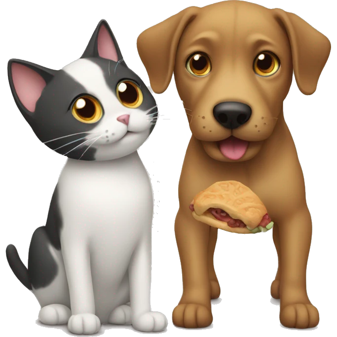 cat and dog eat  emoji