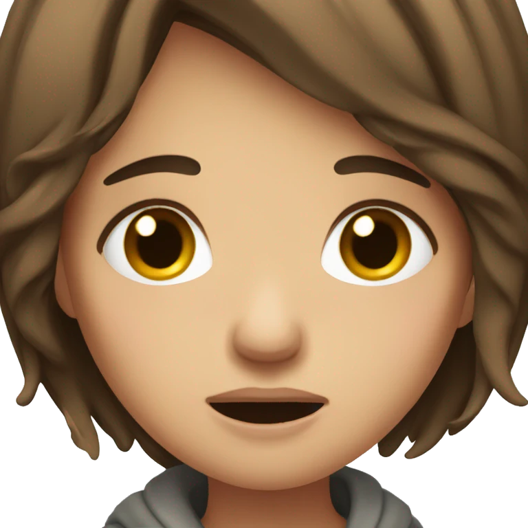 Girl with brown hair crying  emoji