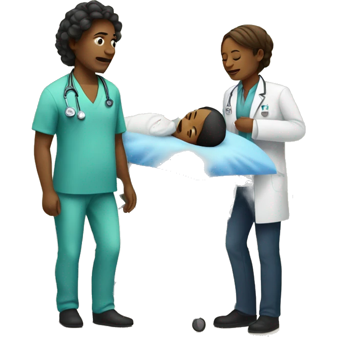 a woman gives birth and doctors stand nearby emoji
