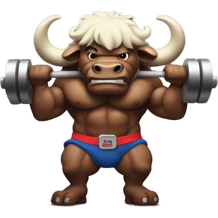 muscular buffalo lifts weights emoji