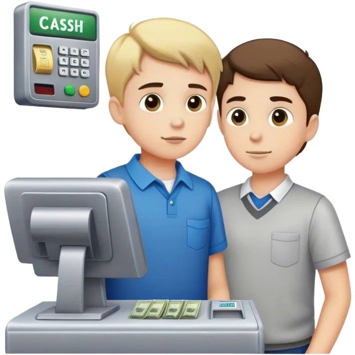Son standing at the cash register when your parent leaves emoji