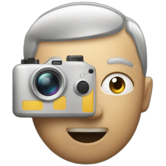 Fotógrafa con cámara de fotos emoji