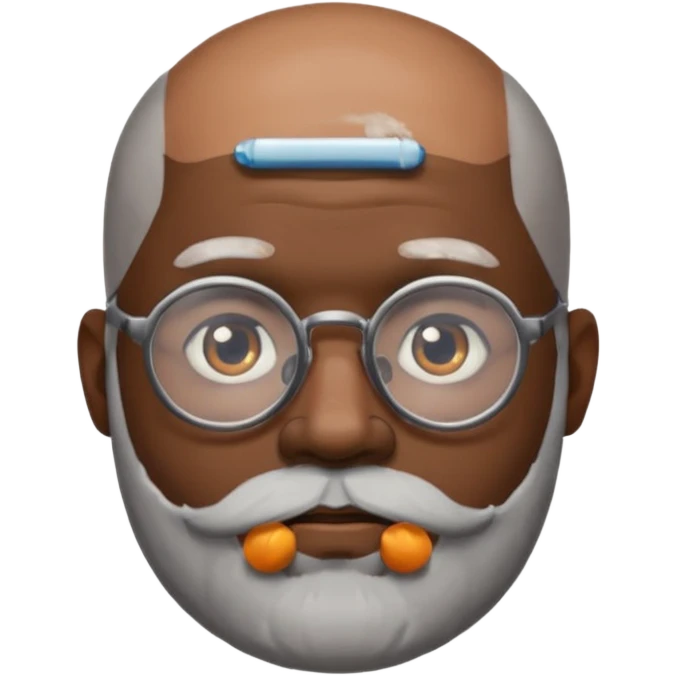African american male, bald, salt and pepper beard. Round face, glasses emoji