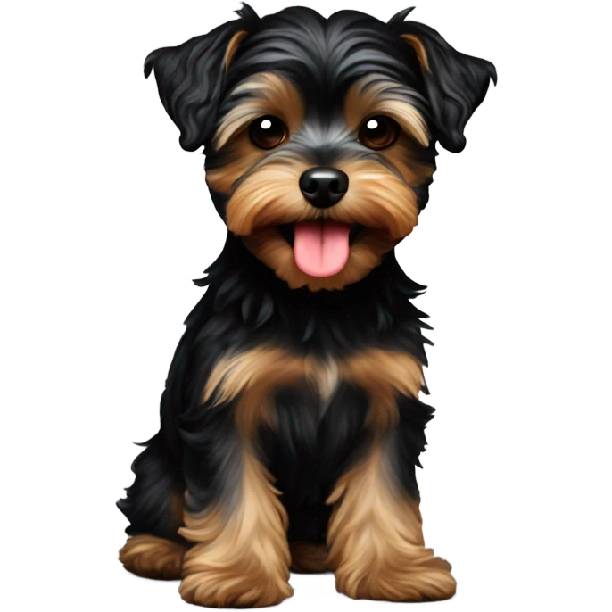 Black Yorkiepoo sticking his tongue out  emoji