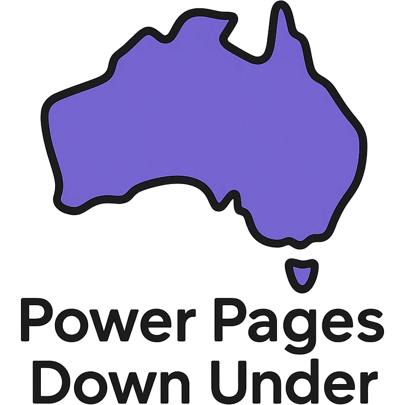 minimalist outlined icon of Australia map with thin lines, text 'Power Pages Down Under' in modern sans-serif font, color palette #403DAD, vibrant purple, #fff7ad accents, no extra icons or overlays emoji