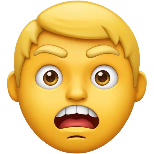 emoji with zigzag mouth, raised eyebrows, anxious and stressed expression, classic emoji style emoji