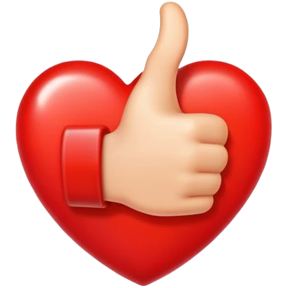 A thumbs up inside a re heart emoji