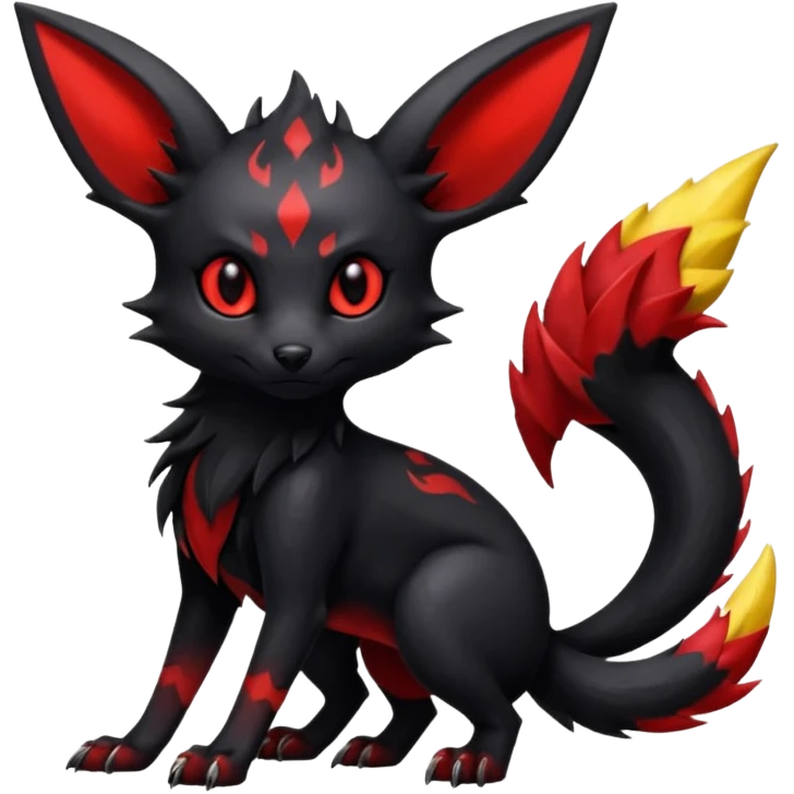  Shiny edgy dark gloomy red gothic cool badass Umbreon-Salandit-Jolteon-fusion emoji