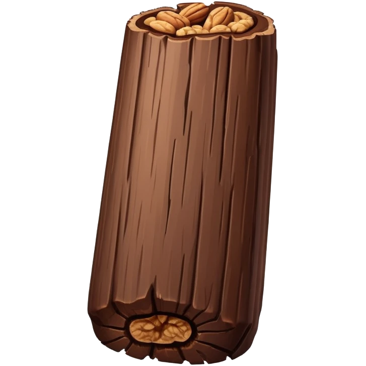 Oblong Tree-log-shaped-chocolate with walnuts  emoji